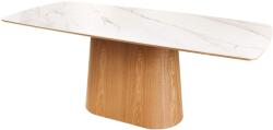 Invicta UNIQUE fehér kerámia étkezőasztal tölgyfa vázzal 200 cm