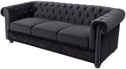 Invicta CHESTERFIELD fekete bársony kanapé