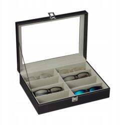 Relaxdays Szemüvegtartó doboz, 8 pár, műbőr, üveg ablak, különböző színek (10027257)