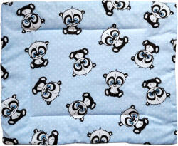  Lapos ovis kispárna pamut borítással - 38x48 cm / Pöttyös Panda mintás - Kék