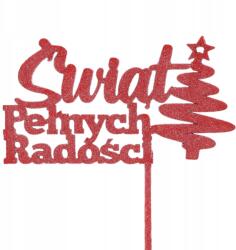 Trend-Deco Karácsonyi üdvözlet topper, piros, fa, 34cm hosszú (#12955)