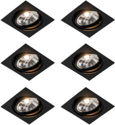 QAZQA 6 db beépíthető, állítható, fekete szögletes spotlámpa szett - Chuck 111 (109800)