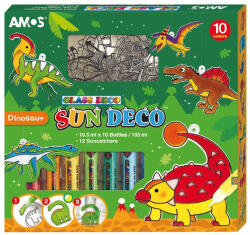 Amos R- Üvegfesték szett Amos 10 x 10, 5 ml Dínó + 12 sablon