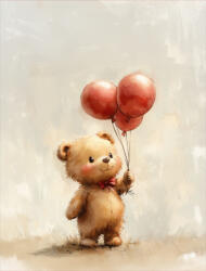 Takoy PANEL Wellsoft polár/fleece gyerek takaró varrásához 145x110 mackó 3 lufival