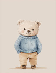 Takoy PANEL Wellsoft polár/fleece gyerek takaró varrásához 145x110 mackó pulóverben és nadrágban