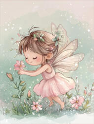 Takoy PANEL Wellsoft polár/fleece gyerek takaró varrásához 145x110 rajzolt tündér Melánia