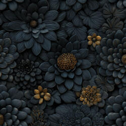 Takoy Gabardin anyag 230g fekete 3D-s virágok Vesia