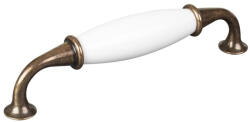 WALTECO Bútor fogantyú 128 mm-es tengelytávolság antik sárgaréz/porcelán fehér (WT-7339)