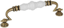 WALTECO Ferrara bútorfogantyú 150 mm-es távolsággal antik sárgaréz/fehér porcelán (WT-7374)