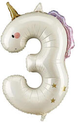 Partydeco Számos lufi 34" 86cm óriás Unikornis fólia szám, számjegy 3-as (LUFI585060)
