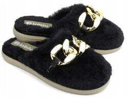 Inblu női házipapucs, fekete, műszőrme, lánccal, Size 35-41 (EK000006.014)
