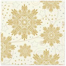  Szalvéta 20Db Snowflakes Gold 33X33 Cm