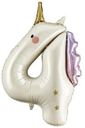 Partydeco Számos lufi 34" 86cm óriás Unikornis fólia szám, számjegy 4-es (LUFI267097)