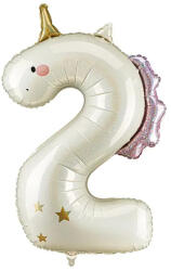 Partydeco Számos lufi 34" 86cm óriás Unikornis szám, számjegy 2-es (LUFI505078)