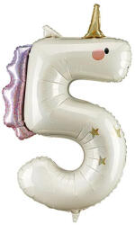 Partydeco Számos lufi 34" 86cm óriás Unikornis szám, számjegy 5-ös (LUFI777159)