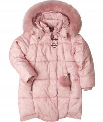  Téli kabát, Size 122, világos rózsaszín, szőrmés (G730B)