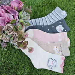 Aura Via Lány zokni - cica mintás, puha pamut, 5 pár/csomag 24-27 97406