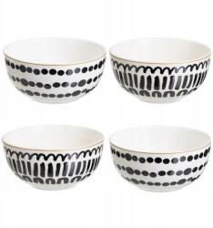 HowHomely Lyne Kerámia Tál Szett, 4x700ml, fehér-fekete, húsleves (HH-805856)