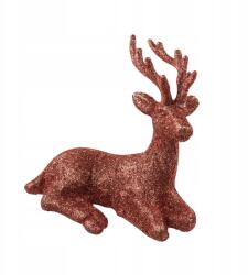 Trend-Deco Karácsonyi rénszarvas figura, piros, csillámpor, 15cm magas, műanyag dekoráció (ZH-19797-2)