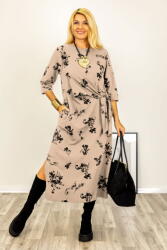 Stella Milani Rochie cu nod intr-o parte imprimata cu flori embosate si catifelate, din jerseu de bumbac bej Talie unica