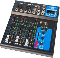 BLOW Stúdió Audio Keverőpult, 4 csatorna, Bluetooth, MP3, 2x XLR, RCA (33-201#)
