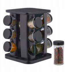 Relaxdays forgó fűszertartó, 12 tégelyes, rozsdamentes acél, 22×20×20cm (10043745)