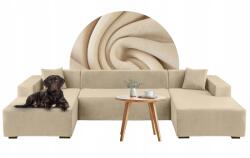 Meble Odnowa U-alakú sarokvédő huzat szett, 1+3+3 személyes, krém, velúr (5904178302032)