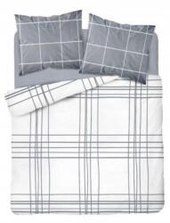 Detexpol Fehér ágyneműhuzat, 220×200cm, 2 párnahuzat, 100% pamut, szürke kockás (3376B)