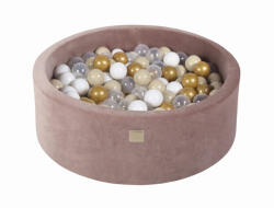 MeowBaby Piscina uscata cu 200 de bile (gold, bej, alb, transparent) MeowBaby 90x30 cm Catifea Bej (VEO076)
