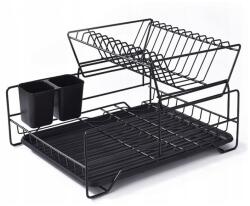 Ruhhy Edényszárító, kétszintes, evőeszköztartó, csepegtető, tányérok, tálcával (00019163)