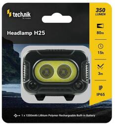 Technik 350 lumenes, tölthető fejlámpa H25 + USB Type-C (350 lumen)f MT-H25 szín: fekete, Ruhaméret: -