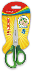 Keyroad Olló, 15 cm, hegyes, 1 db/bliszter, Keyroad Soft Grip, vegyes színek (KR971551)
