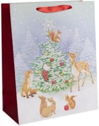 QX Karácsonyfa és erdei állatok mintával 18x23 cm 370420