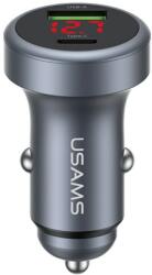 USAMS CC327 45W autós töltő USB-A USB-C alumínium fakó