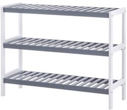 SONGMICS Raft pentru pantofi din bambus, 3 niveluri, alb-gri, 70x26x (LBS03WG) Raft