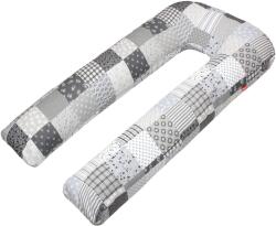 Scamp U alakú terhességi párna, 80×150 cm, szürke, Patchwork