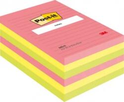 3M Notite adezive neon liniate Post-It® 102 mm x 152 mm 100 file/buc 3M 660N (660N)