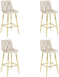  Valora KODA STOOL bárszék, bézs bársony, arany lábak, konyhába, 4 db