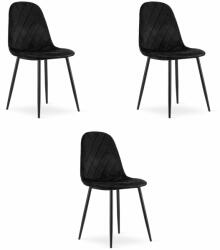  Valora DAPI szék, fekete bársony, modern dizájn, ergonomikus, 3 db