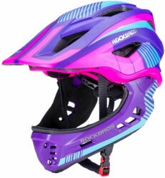  Rockbros TT-32SBPP-S gyermek kerékpáros sisak levehető állvédővel, S méret - lila-rózsaszín