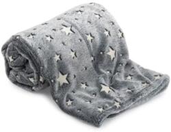 FOXMAG24 Bolyhos takaró, foszforeszkáló csillagokkal, mérete 120X150 cm, puha és kényelmes, szürke (D9BZDDYBM)