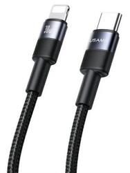 USAMS adatkábel, type-c - lightning, 30w, pd gyorstöltő, 120cm, cipőfűző, fekete (SJ729USBSG01)