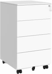 SONGMICS Gurulós irattartó szekrény 39×45×69, 3 cm, zárható, felhőfehér színben (OFC064W14)