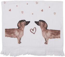 Clayre & Eef Konyhai kéztörlő 40x66cm, pamut, Dachshund Love (CTDHL2)