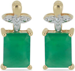  Arannyal Bevont Ezüst Fülbevaló Brazil Smaragddal és Fehér Gyémánttal, Y54152
