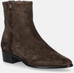 Tommy Hilfiger cizme din piele intoarsa TH SUEDE POINTY ZIP BOOTIE 9BYA-OBD09J_88X (FW0FW08981)