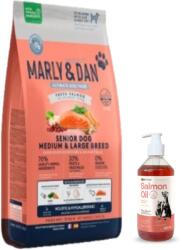  marka niezdefiniowana Marly & Dan Senior Dog Medium & Large Breed Friss Lazac Holisztikus & Hipoallergén Száraz Eledel Kutyáknak és Macskáknak 12kg + LAB V Lazacolaj 500ml