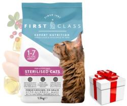  marka niezdefiniowana First Class Sterilised 1, 5 kg - száraz eledel sterilizált macskáknak csirke ízzel + egy ingyenes meglepetés a macskának