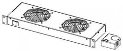 Legrand Rackszekrény ventilátor 19"- 2 ventilátor, termosztát, 160m3 / óra, Fekete (19" fali Evoline rackszekrényhez) (EC2VW)