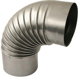 V. A. P. K Füstcső könyök, V. A. P. K. Dymo, ezüst, 145 mm / 90°, EN 1856-2 tanúsítás, lemezvastagság: 0, 4 mm (TC221736)